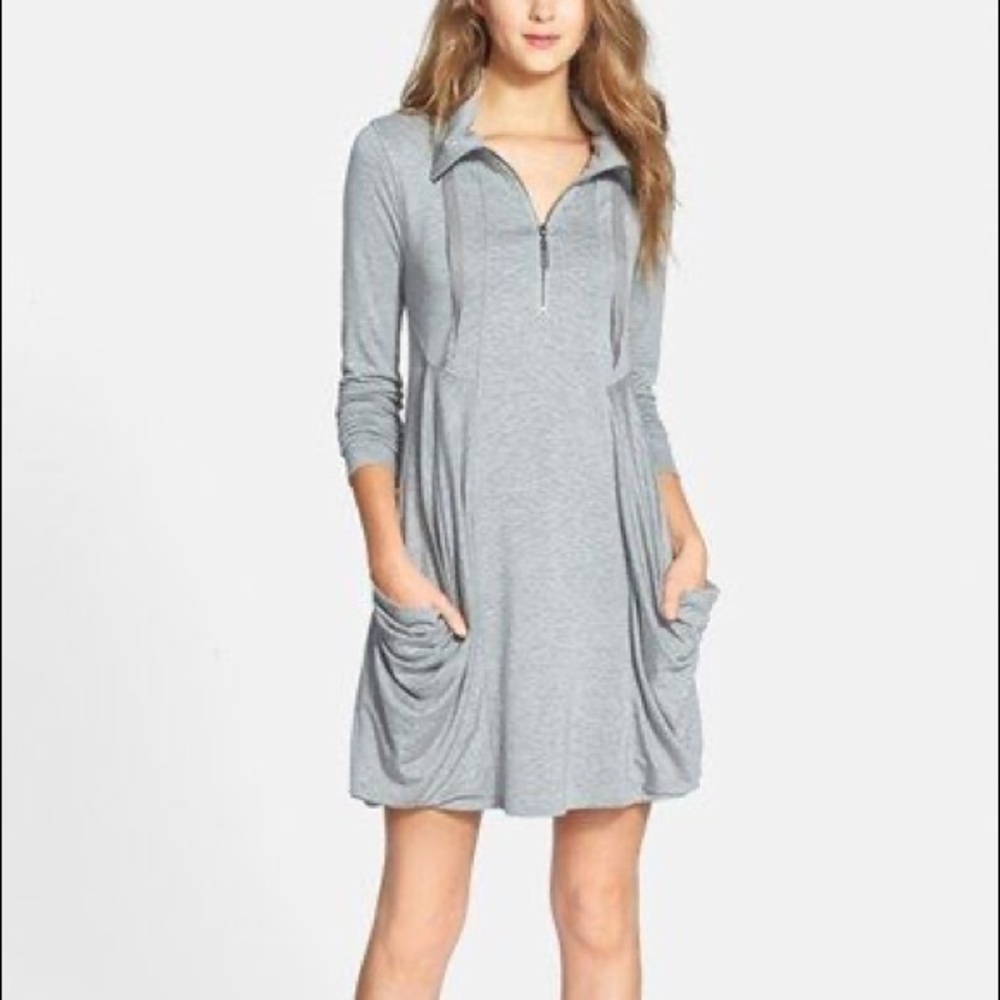 kensie zip placket French terry dress